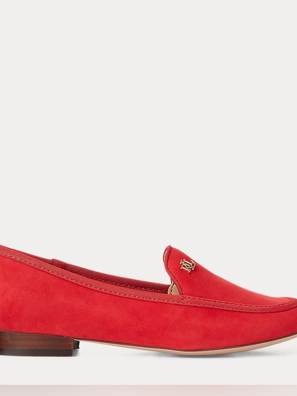 Ralph Lauren Red Clair Suede Leather Smoking Slipper Loafers